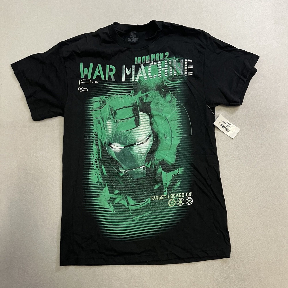 Iron Man 2 War Machine T-Shirt Men's Medium Target Locked On Black Graphic NWT